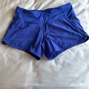 Blue speed up Lululemon shorts, size 4, 4in